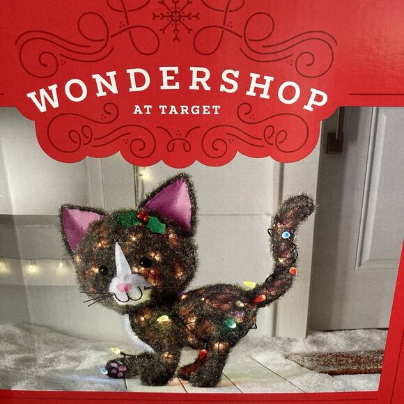 Target Wondershop 21.5” Tall Lit Tinsel Cat LED Lights Indoor Outdoor Yard Decor - Picture 10 of 11